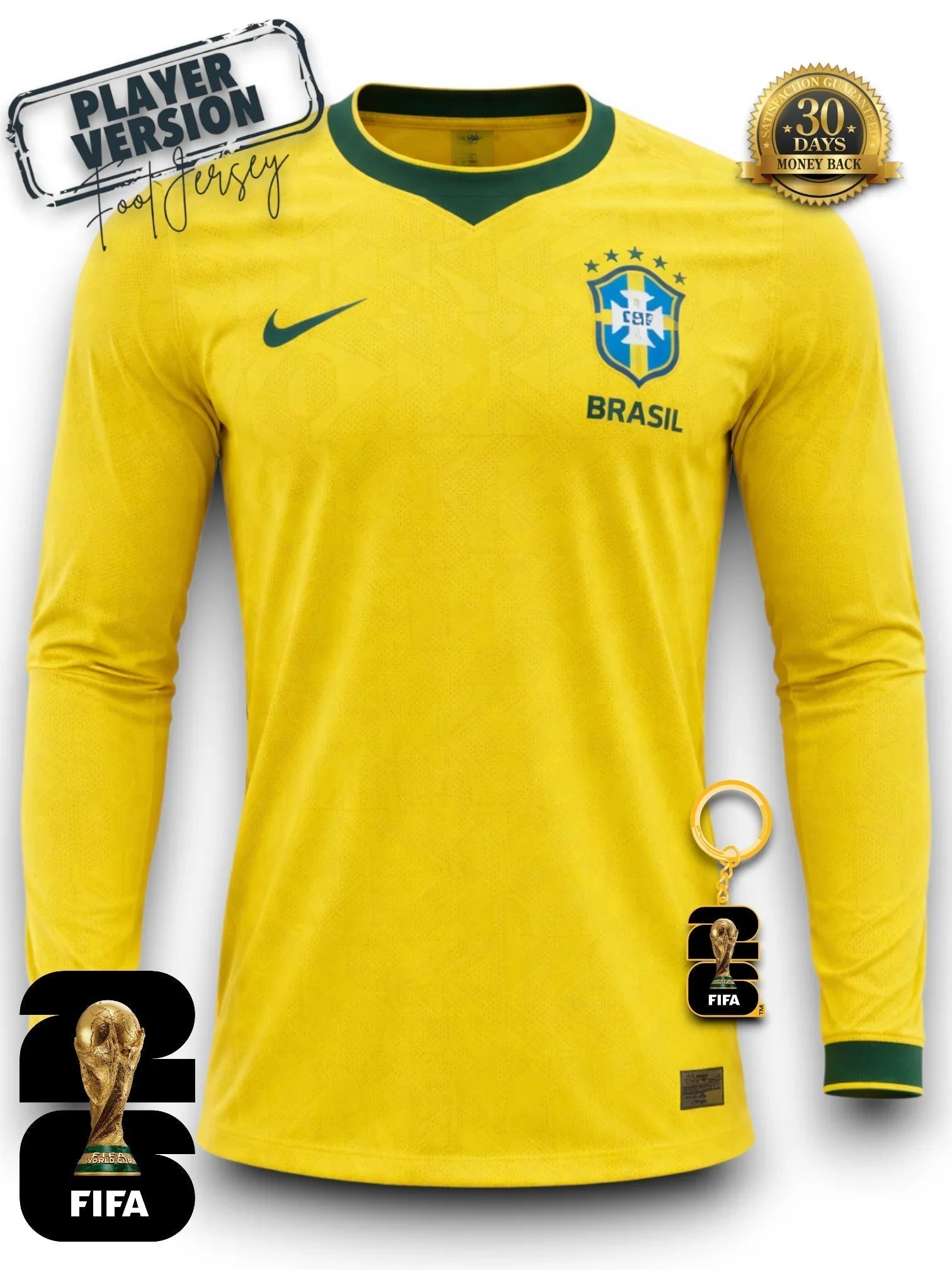 Brasilien WM 2026 Trikot Spielerversion - Langarm