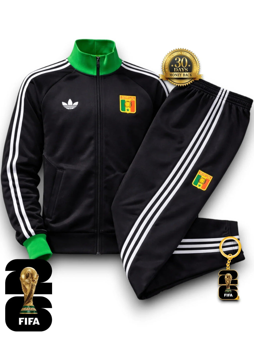 Senegal WM 2026 Kapuzenpullover-Trainingsanzug Schwarz Jacket