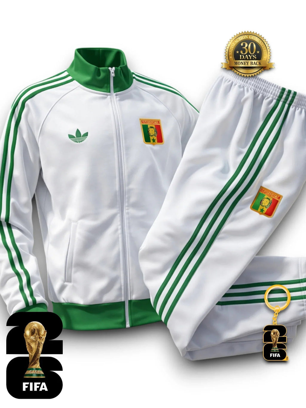 Senegal WM 2026 Kapuzenpullover-Trainingsanzug Weiß Jacket