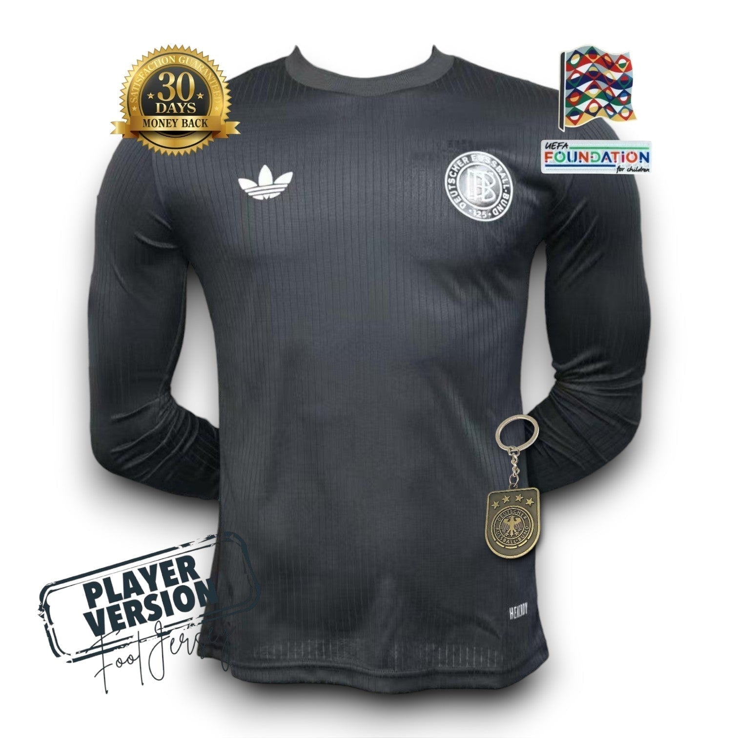 Deutschland 125th Jubiläum Player Trikot Langarm Schwarz