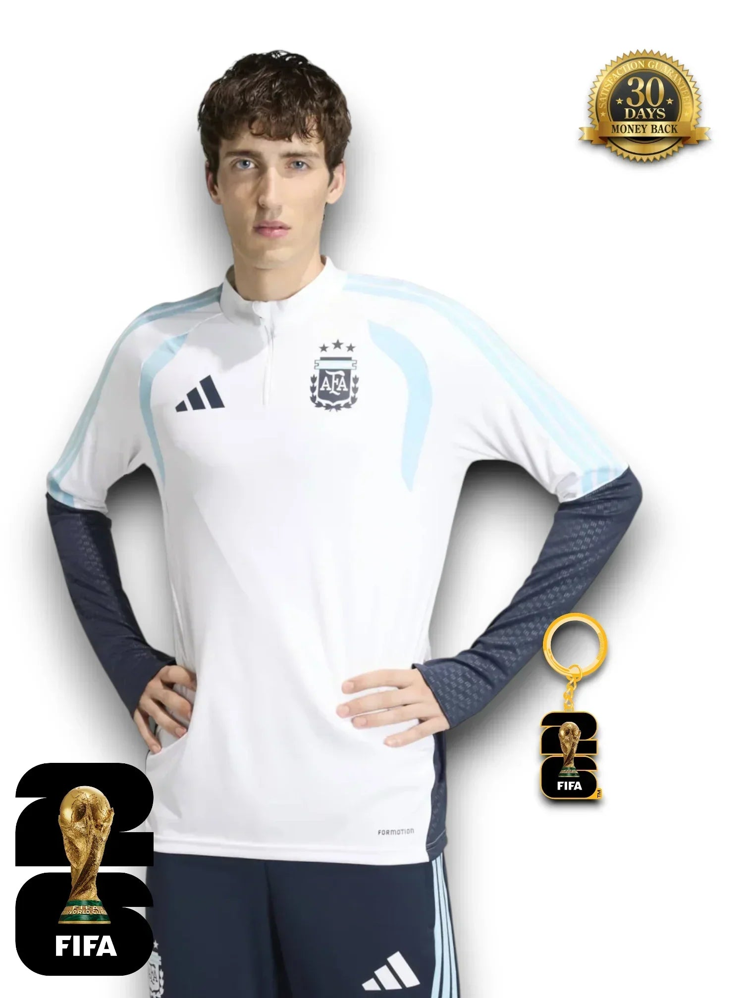 Argentinien WM 2026 Halbzip-Trainingsanzug-Set Weiß