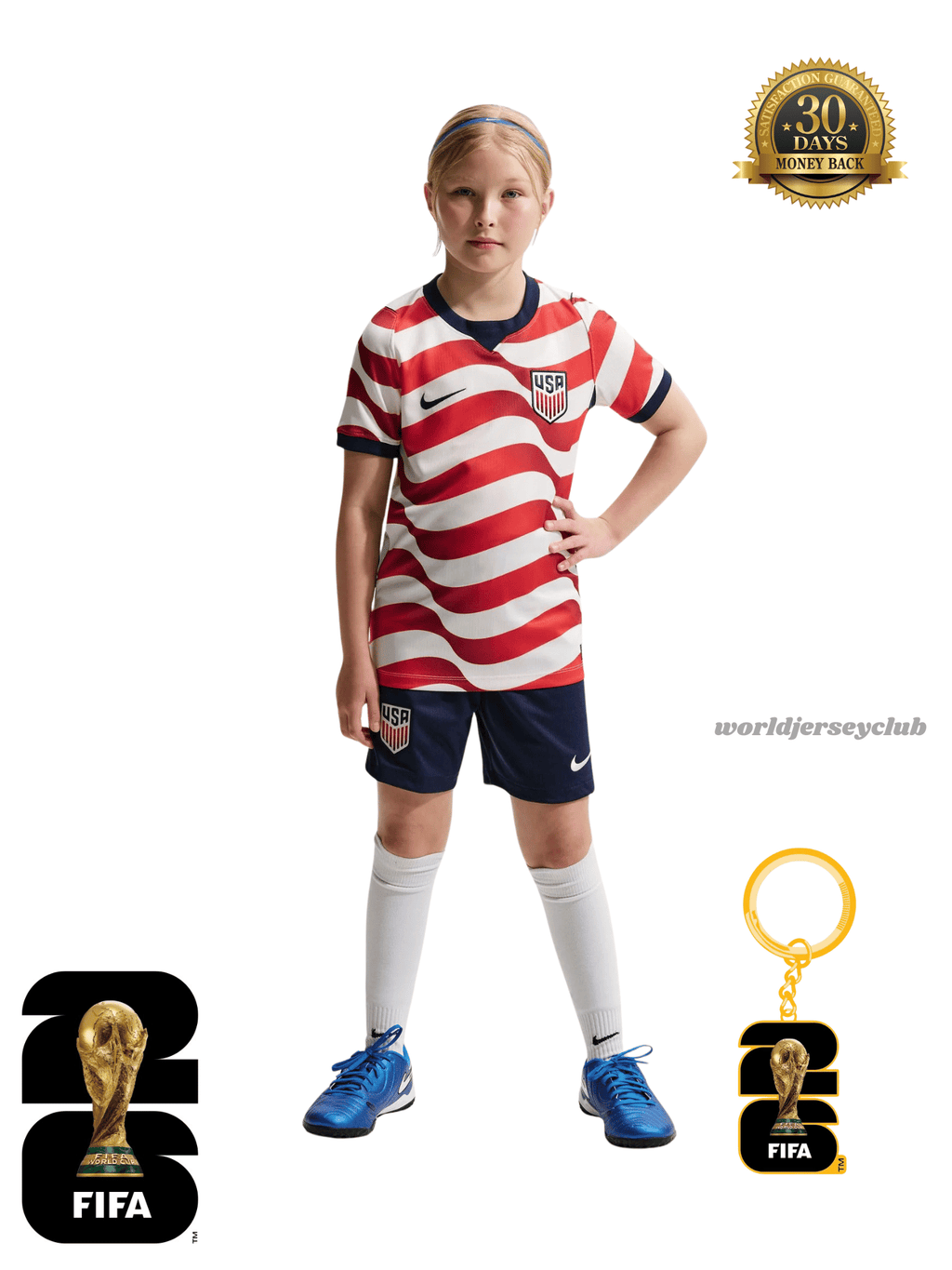 USA 2026 Kinder-Set Heimtrikot – WM – Stripes without Stars (Official Style)